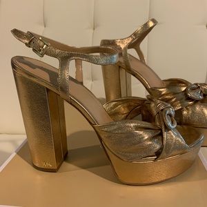 Michael Kors gold sandal platform heels